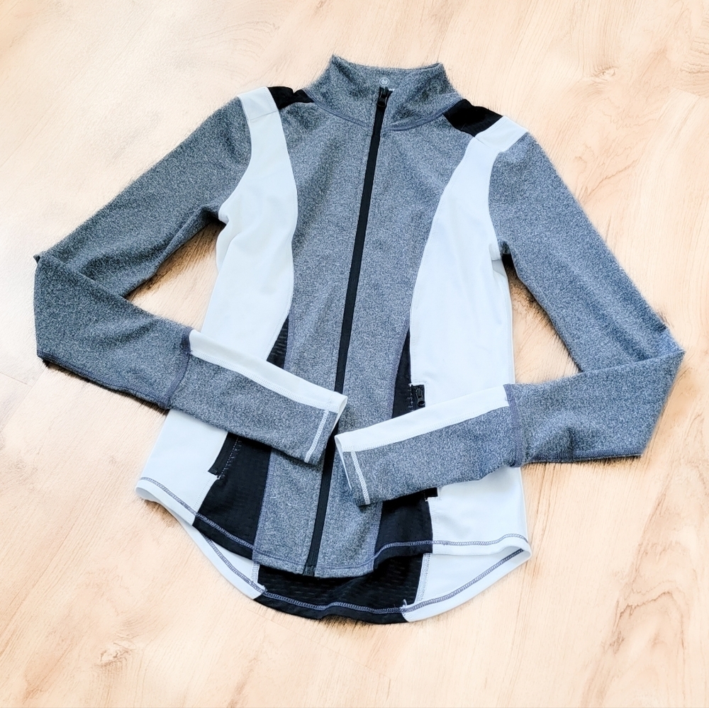 SO Women's Gray & White Zip-Front Athletic Jacket Size XS